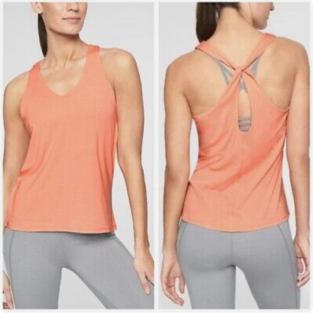 Athleta Essence Cross Back Tank Top in Peach Sz S